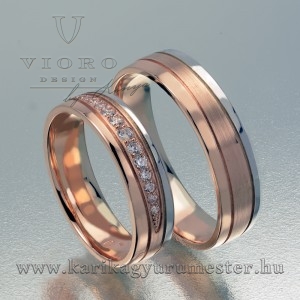 Tizenhárom köves rozé-fehérarany karikagyűrű pár 619/RF Tizenhárom köves rozé-fehérarany karikagyűrű pár 619/RF